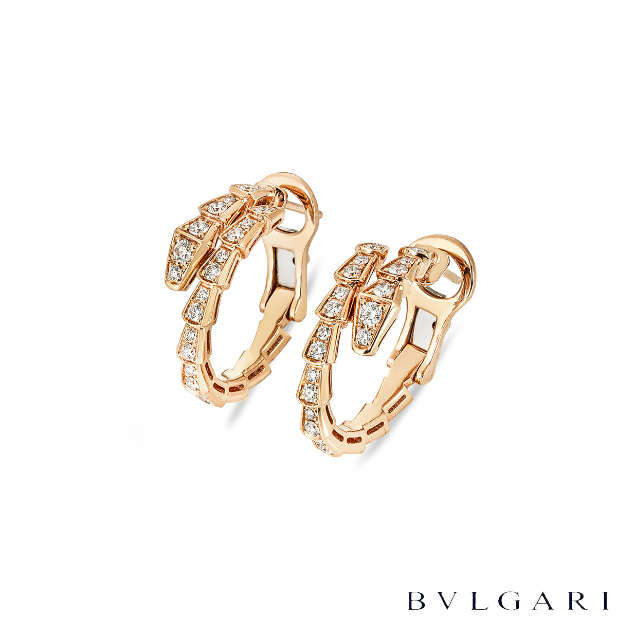 Bvlgari Rose Gold Diamond Serpenti Viper Hoop Earrings 0.75ct 358361 Bvlgari Rose Gold Diamond Serpenti Viper Hoop Earrings 0.75ct 358361